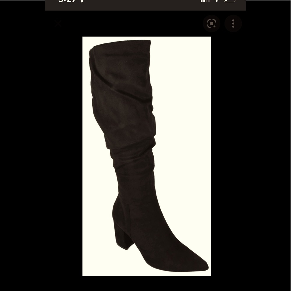 NWT🆕 Knee High Slouchy Boots Side Zipper Chunky Thick Heels Pointed Toe🚭